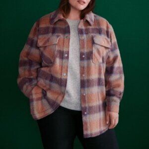 Terra & Sky Fuzzy Plaid Shacket 🧡💜 SIZE 1X